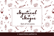 Mystical + Magic Icon Set + Patterns, a Graphic by kittyShark Creative (Thumbnail 1 of 6)