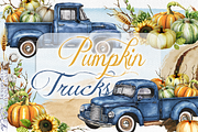Pumpkin Truck Watercolor Clip Art, a Decorative Illustration by DioFlow (Thumbnail 1 of 6)