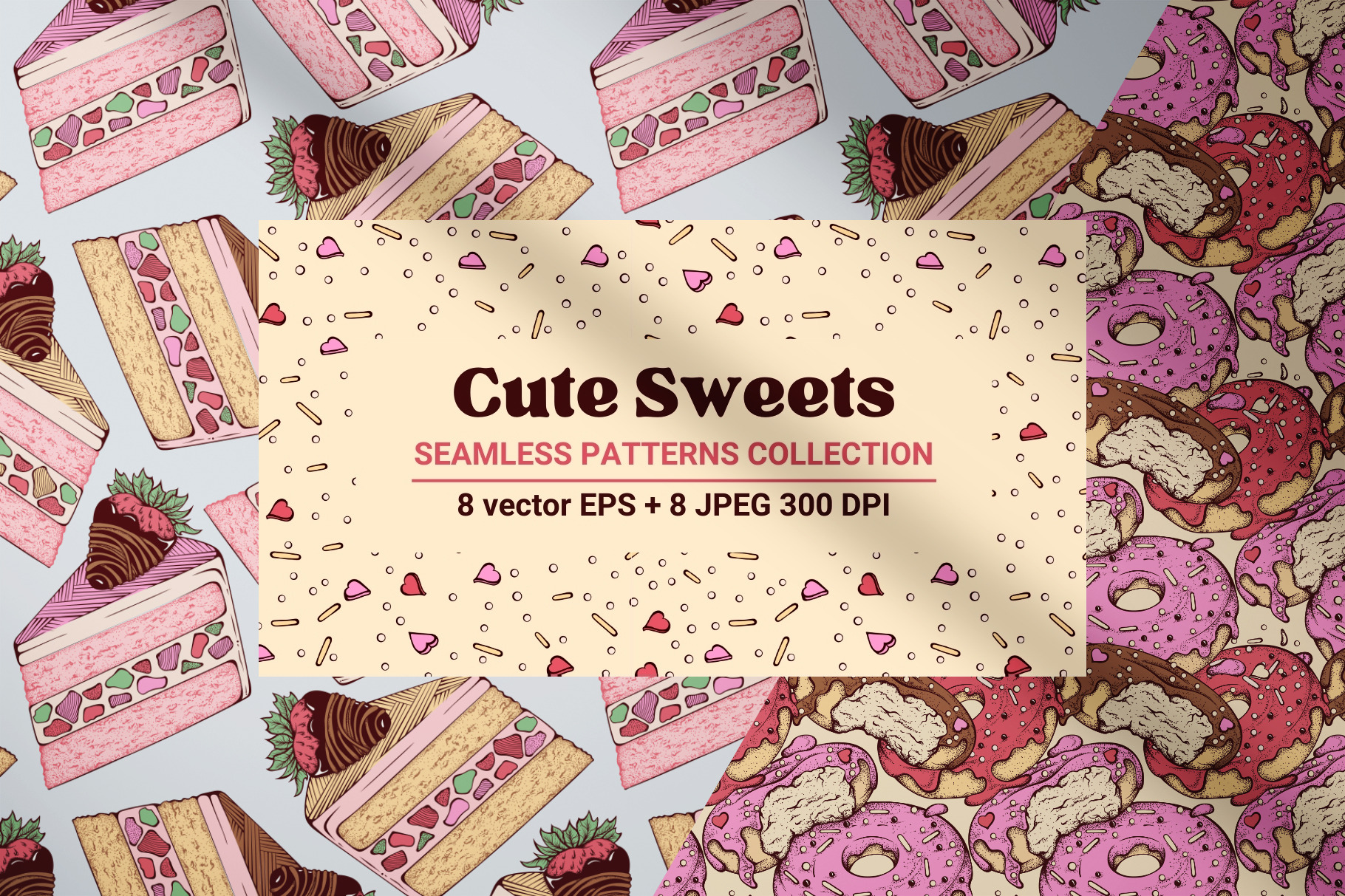 Cute Sweets Line Art Vector Patterns | Graphic Patterns ~ Creative Market