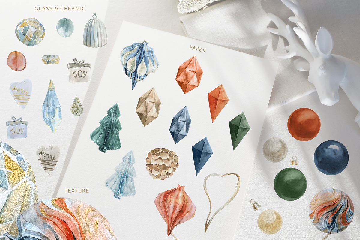 Christmas Decor Watercolor Set, a Decorative Illustration by Cat In Colour (Photo 4 of 14)