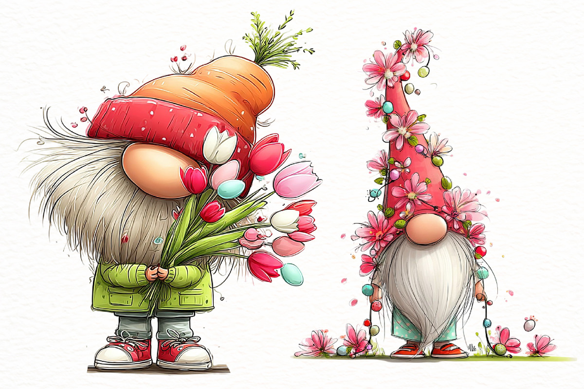 Whimsical Easter gnome Clipart, an Illustration by Designworld (Photo 3 of 7)