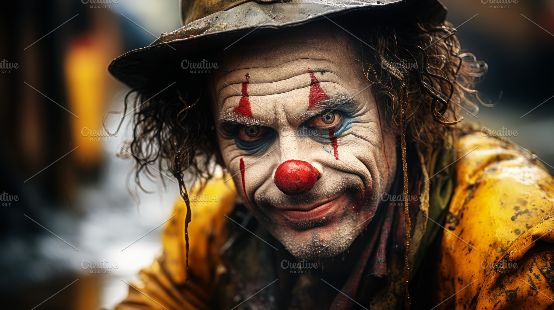 Melancholic clown in the rain: A por, a Person Photo by Perpis