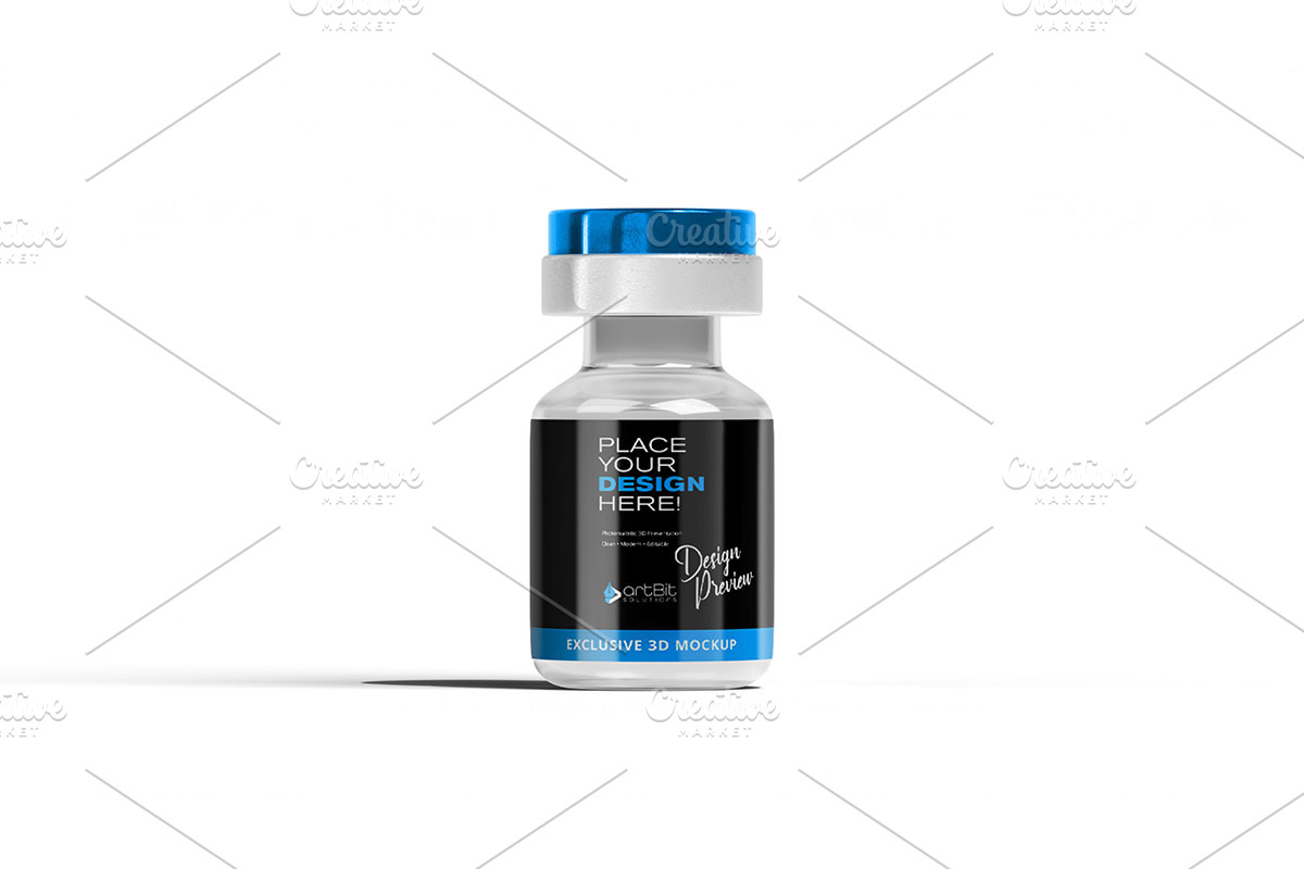 Pneumosil Vaccine Bottle 3D PSD Set, a Packaging Mockup by artBit Design Studio (Photo 3 of 6)