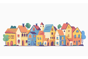 Colorful cartoon houses lined up