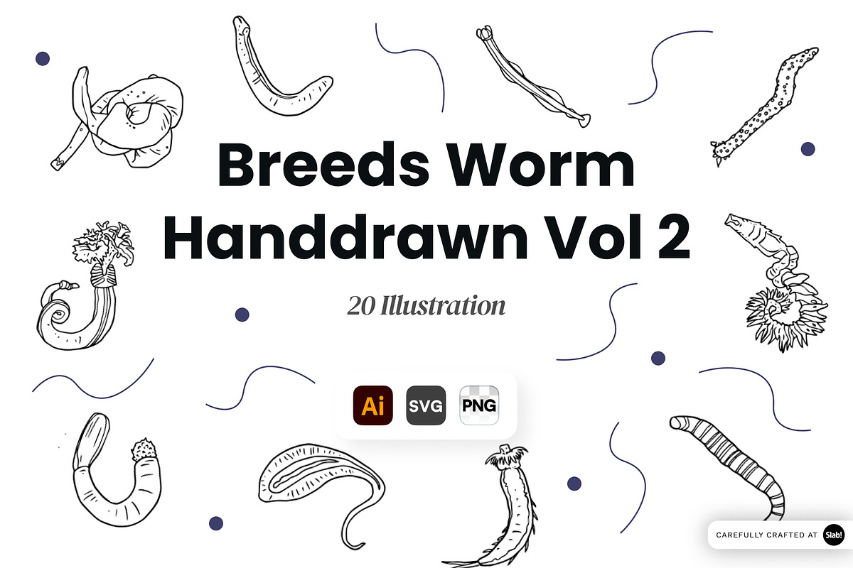 Breeds Worm Hand-Drawn Vol. 2, an Animal Illustration by SLAB! Design (Photo 1 of 3)