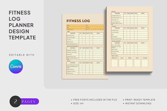 Fitness Log Planner Template preview 5
