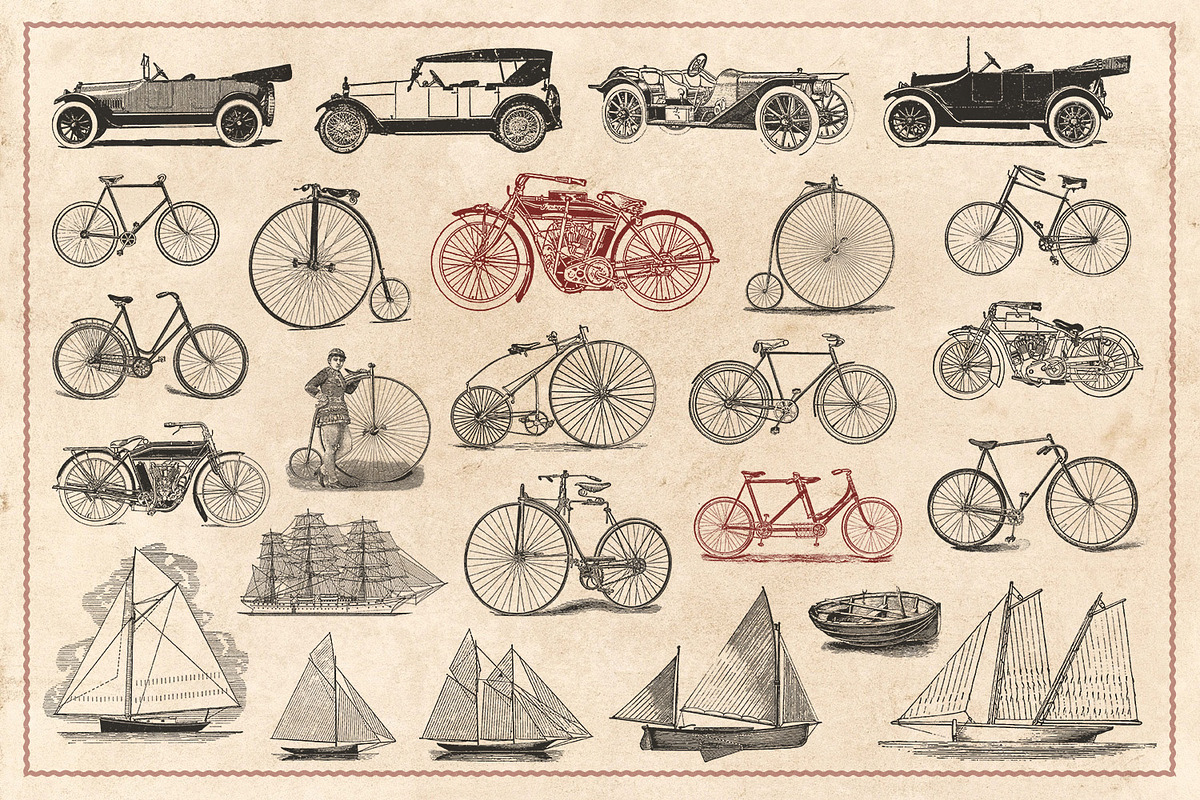 100 Vintage Vehicles (Vector), a Transportation Illustration by Brigantine Designs (Photo 6 of 7)