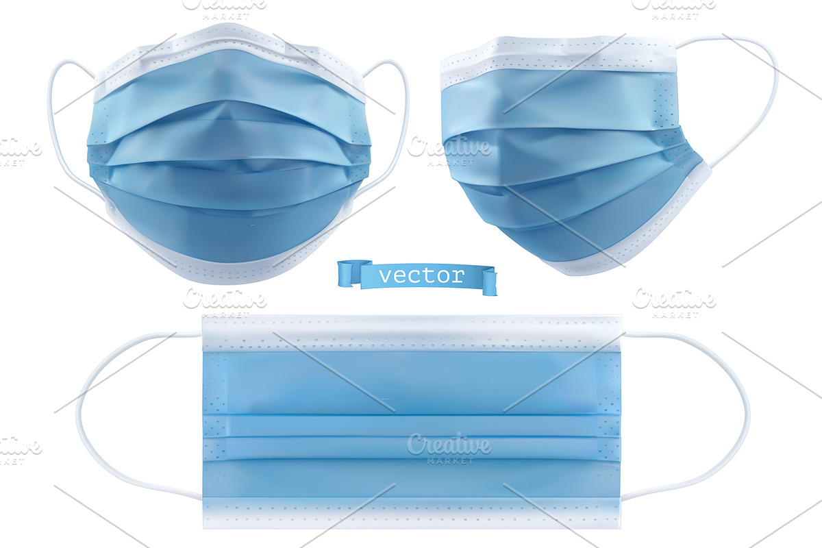 Medical mask, surgical mask, vector, an Icon by Allevinatis Studio (Photo 1 of 3)
