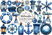 Vintage Navy Blue Sailing Clipart, an Illustration by OK Design (Thumbnail 1 of 5)