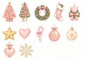 Pink Christmas Clipart Bundle, a Seasonal Illustration by Villa 11 Estudio (Thumbnail 4 of 7)