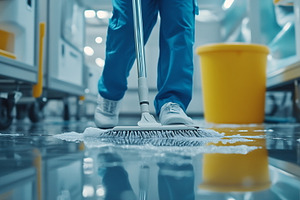 Hospital janitor cleaning the floor, a Photo by Beautiful things