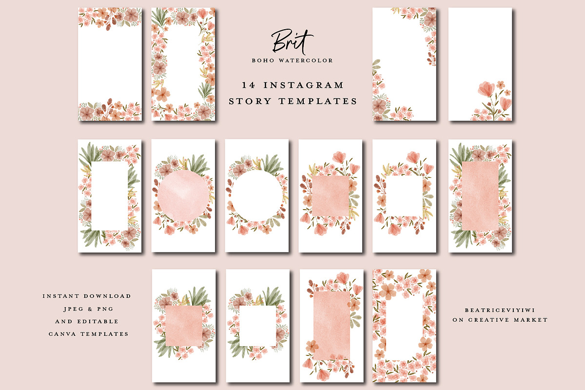 Boho Instagram Story Canva Templates, a Social Media Template by beatriceviyiwi (Photo 2 of 4)
