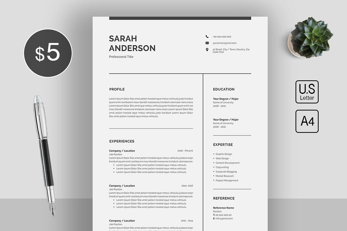 Word Resume/CV, a Resume Template by SlideCo (Photo 1 of 6)