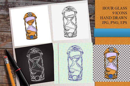 Hourglass hand drawn
