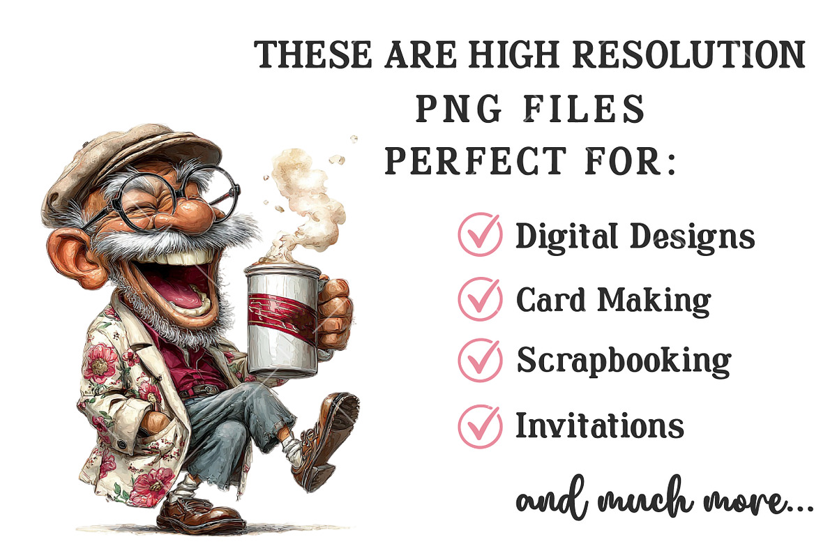 Whimsical Funny Grandpa Clipart, an Illustration by OK Design (Photo 4 of 6)