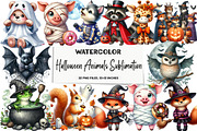 Halloween Animals Sublimation, an Illustration by DreamArtGraphic (Thumbnail 1 of 5)