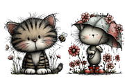 whimsical spring cat Clipart, an Illustration by Designworld (Thumbnail 5 of 6)