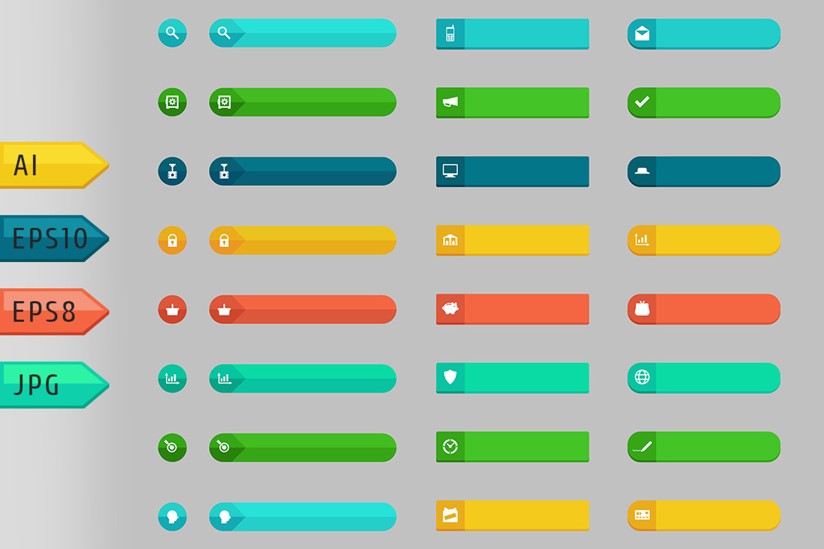 Vector donate and buying buttons set, a Templates & Theme by julia_musdotter (Photo 1 of 8)