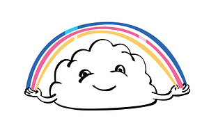 Cartoon Happy Cloud Making Rainbow, an Illustration by patrimonio