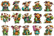 Whimsical Summer Pig Clipart, an Illustration by OK Design (Thumbnail 3 of 6)