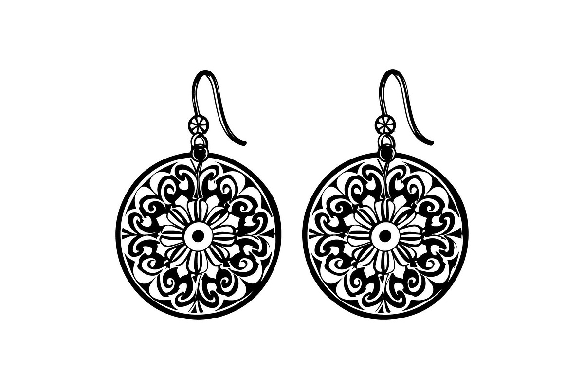 Teardrop Filigree Earrings SVG, an Object Graphic by jahid234 (Photo 4 of 13)