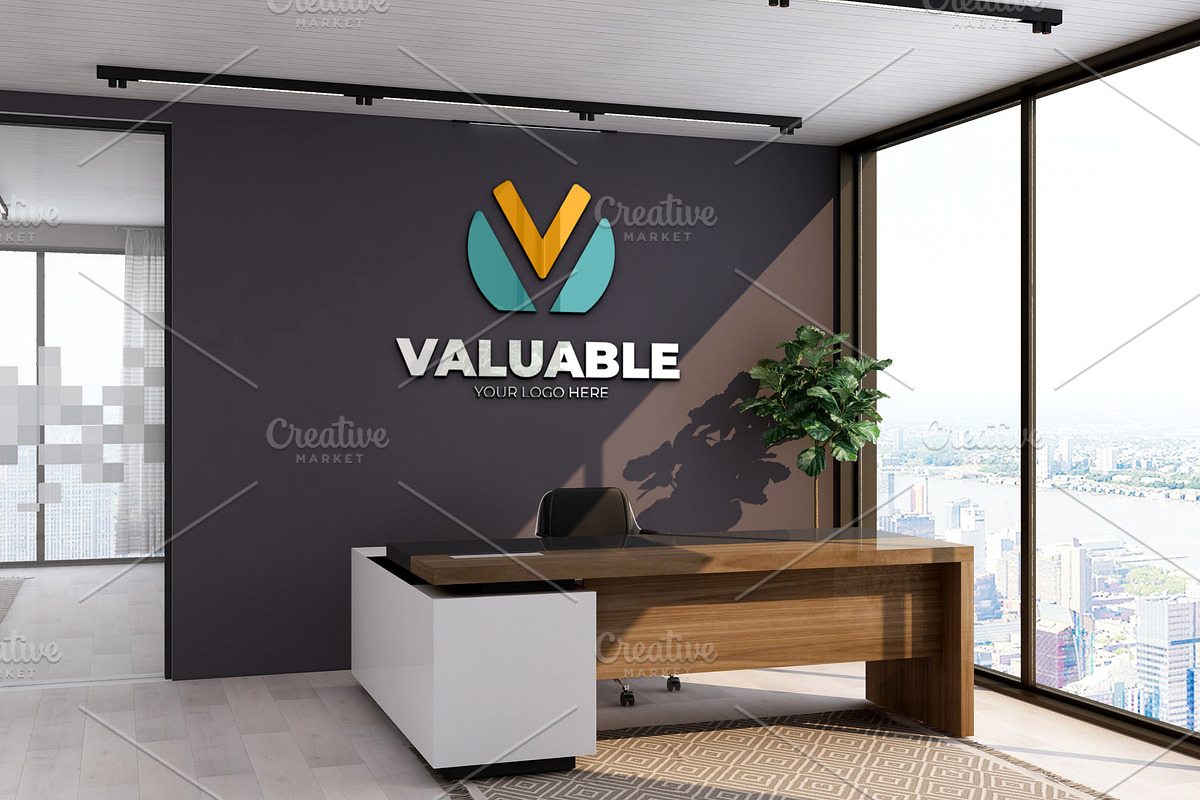 PSD Office Desk Room Wall Mockup, a Product Mockup by Ayy (Photo 2 of 16)