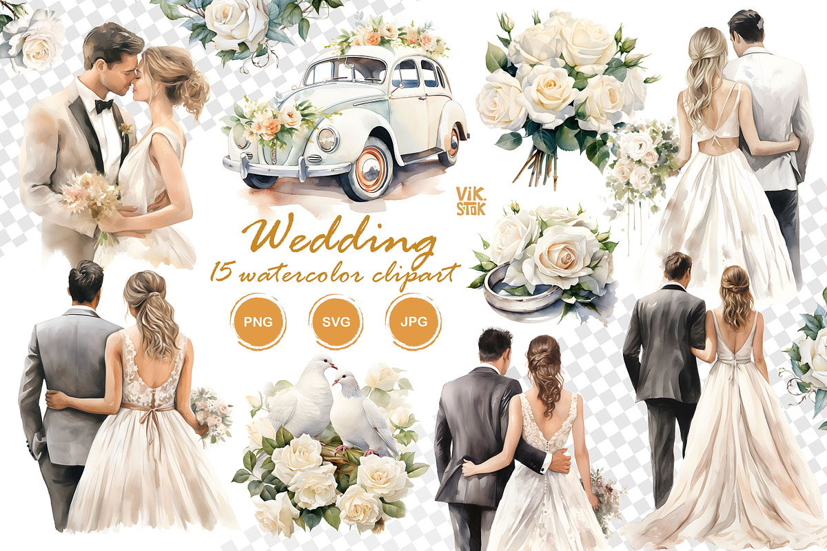 Watercolor Wedding clipart, a Person Illustration by vik.stock (Photo 1 of 6)