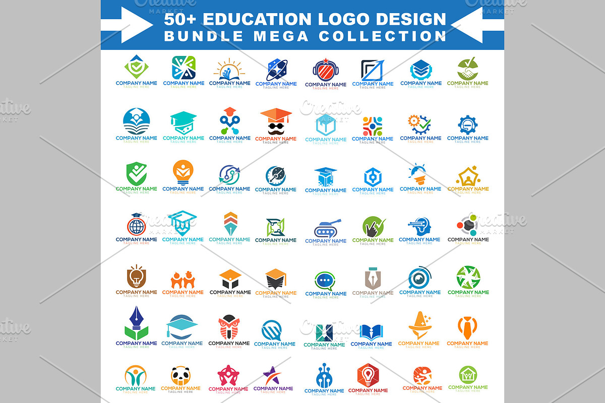 Mega Bundle of 50+ Education Logos