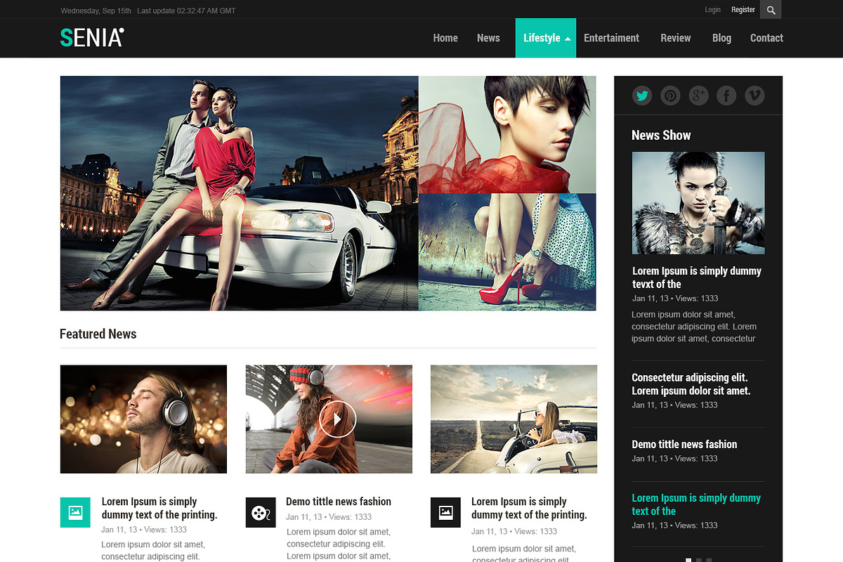 Senia - WordPress Magazine Theme, a WordPress Template by Digipieces (Photo 2 of 5)