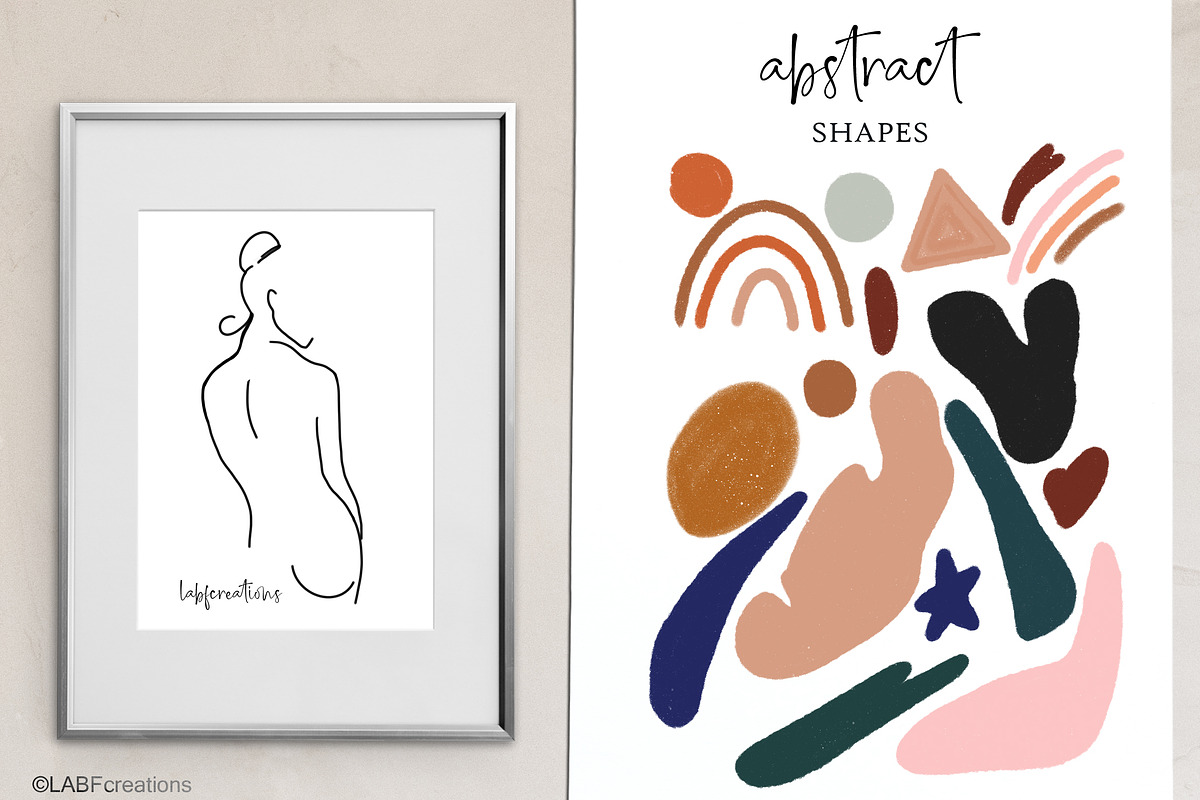 Abstract shape  Oneline art clipart, a Decorative Illustration by LABFcreations (Photo 1 of 15)