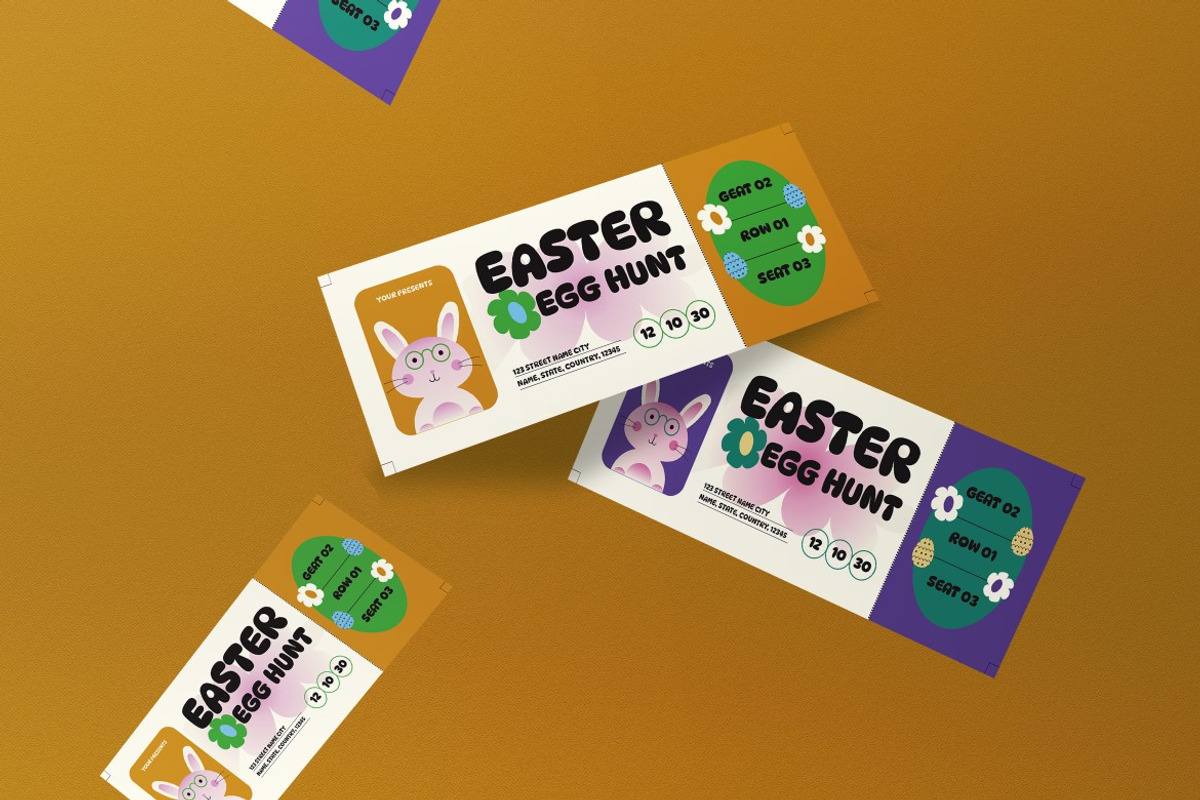 Red Purple Easter Egg Hunt Ticket, a Card Template by graphicook (Photo 3 of 3)