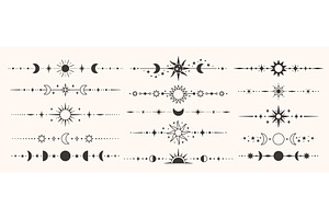 Celestial dividers with moon phases, an Illustration by winwin.art