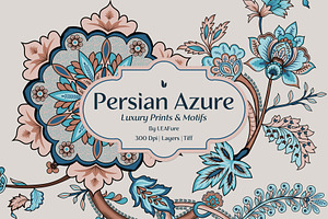 Persian Azure Traditional Patterns, a Pattern Graphic by LEAFure