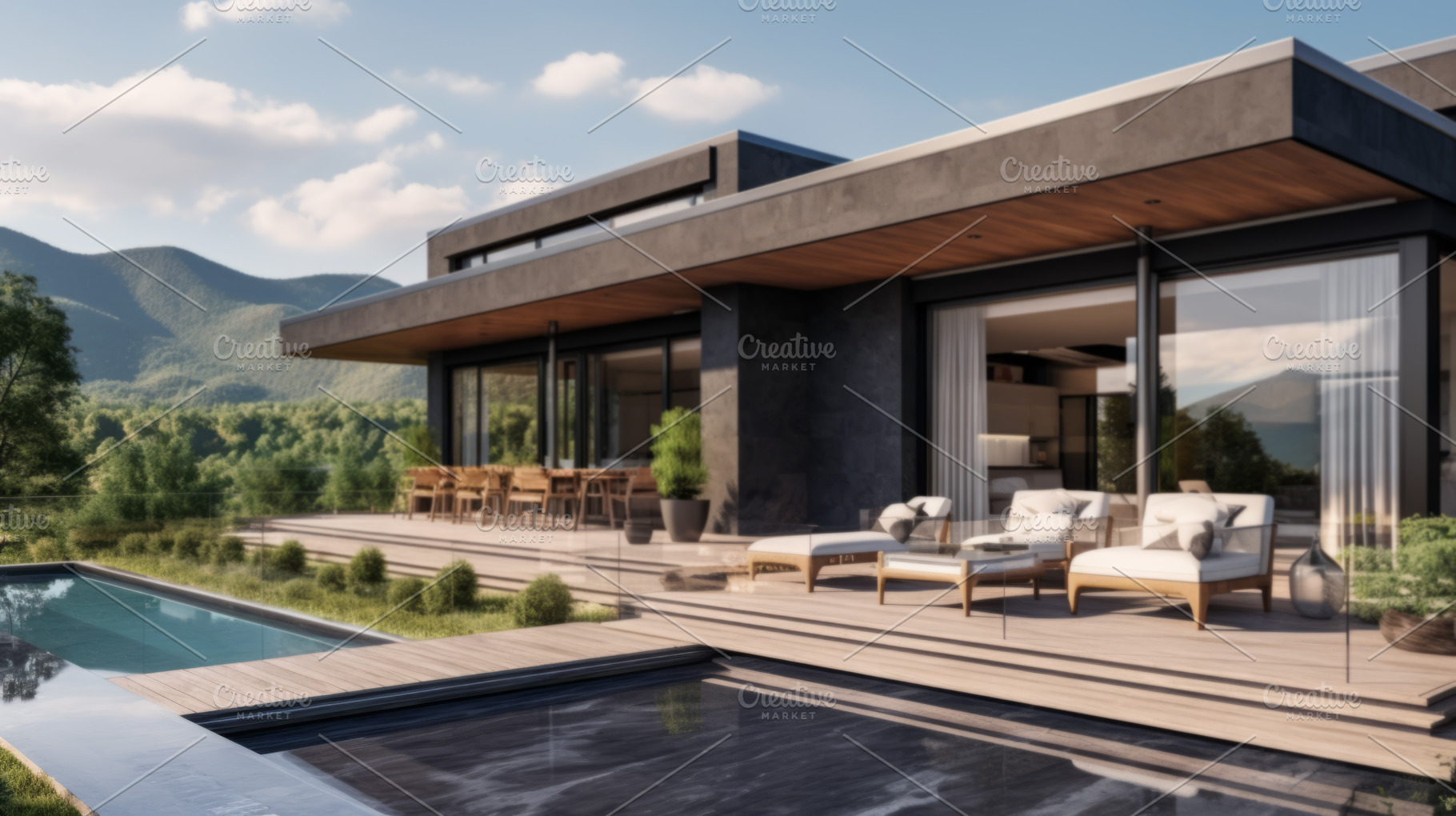 Luxurious villa in the mountains with panoramic views, an Abstract Photo by Natalia Klenova's Shop