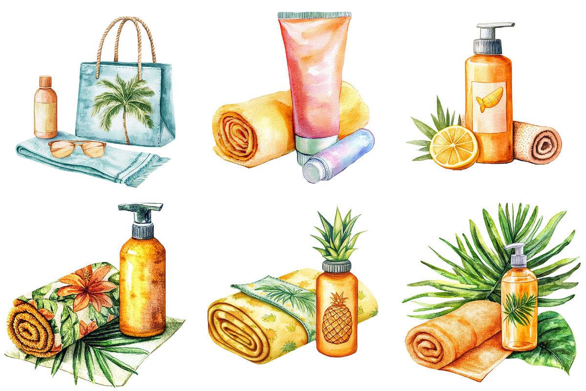 Poolside accessories Clipart Bundle, an Illustration by Pixels.Craft (Photo 7 of 8)