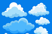 Cartoon clouds floating in blue sky, an Object Illustration by SouravDesign (Thumbnail 3 of 3)