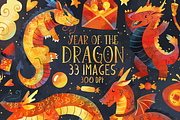 Year of the Dragon Clipart, a Seasonal Illustration by DigitalArtsi (Thumbnail 1 of 3)