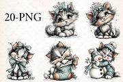 Whimsical Christmas Cats Clipart, a Seasonal Illustration by Libby Wishes (Thumbnail 3 of 3)
