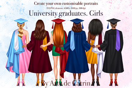 University Graduates Girls Clipart