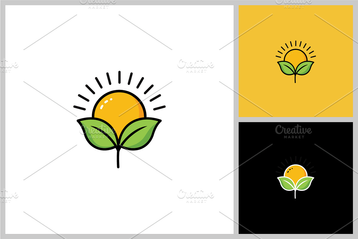 Sun with Leaf Icon Vector, a Solid Icon by quadrazo