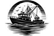 Black Fishing Boat Bundle, an Object Graphic by jahid234 (Thumbnail 6 of 13)