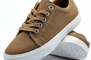 Brown Canvas Sneakers Stylish Footwe, a Beauty & Fashion Photo by Pixeness Studio