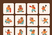 Flat Bear Characters Illustrations, an Animal Illustration by Brickclay (Thumbnail 10 of 10)
