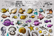 Sea Life Cartoon Objects Set, an Object Graphic by BALABOLKA (Thumbnail 2 of 4)