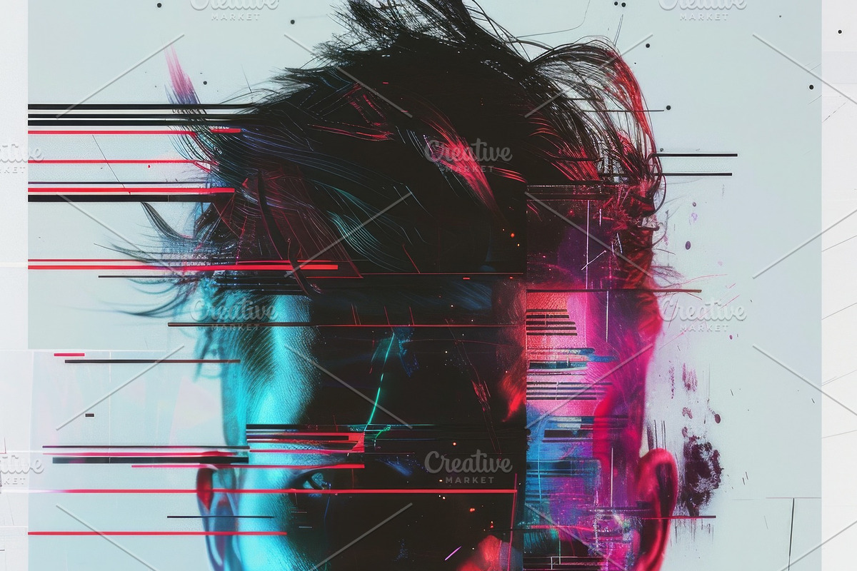 90 Glitch faces, a Person Illustration by Handmadefont (Photo 61 of 94)