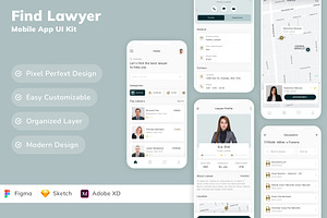Find Lawyer Mobile App UI Kit, an UI Kit Template by Betush