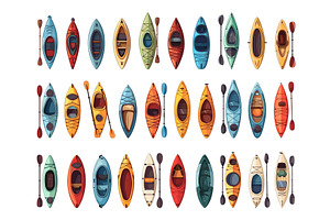 Cartoon Different Types of Kayaks, a Sport Illustration by LadadikArt