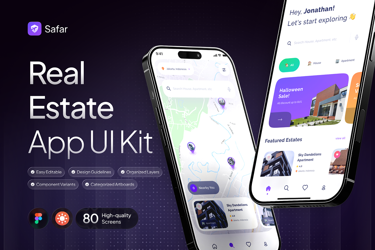 Safar - Real Estate App UI Kit, an UI Kit Template by Rafiq | YDN (Photo 1 of 6)