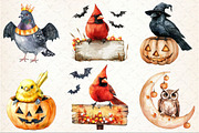 Halloween Birds Watercolor Clipart, an Illustration by Rose Art (Thumbnail 3 of 7)