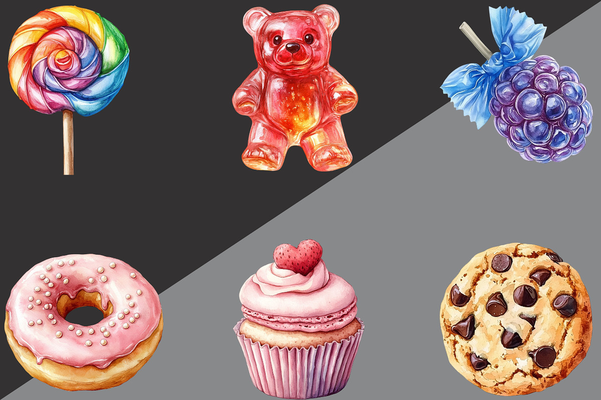 Watercolor Sweets Clipart, an Illustration by Black Bird Studio (Photo 2 of 6)